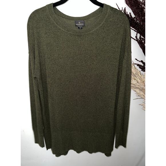 Worthington size M drop shoulder pullover long sweater heathered hunter green - Picture 1 of 6